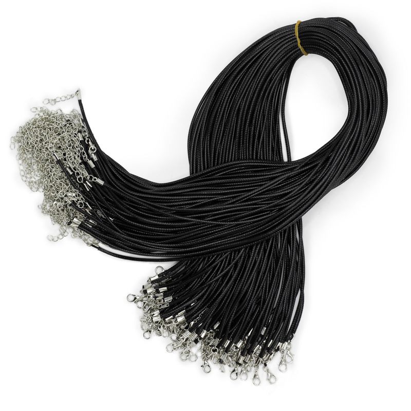 Packs Cordons en Coton Ciré Pour Pendentifs - 2mm x 55cm - Assortis - Noir