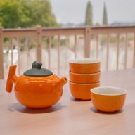 Set de Théière Orange - Pot & Quatre Tasses
