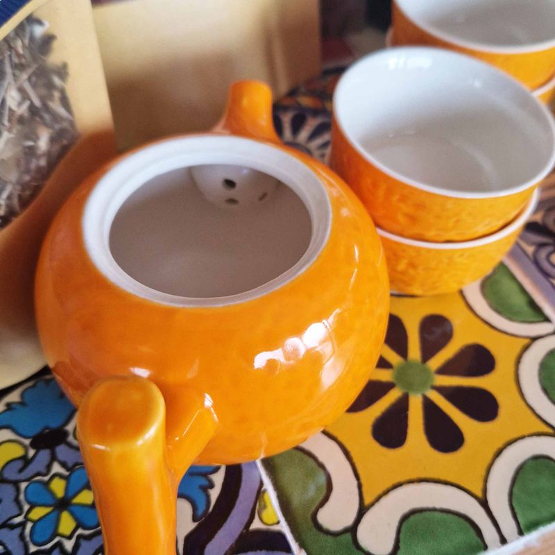 Set de Théière Orange - Pot & Quatre Tasses