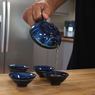 Set Théière Herbal Bleue - Pot & Quatre Tasses