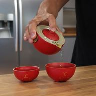 Set Théière Chat Chanceux - Deux Tasses - Pack de Voyage - Rouge