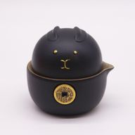 Set Théière Chat Chanceux - Deux Tasses - Pack de Voyage - Noir