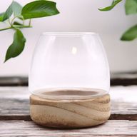 Mini Terarium sur Bois de Tung Naturel - 10x10cm