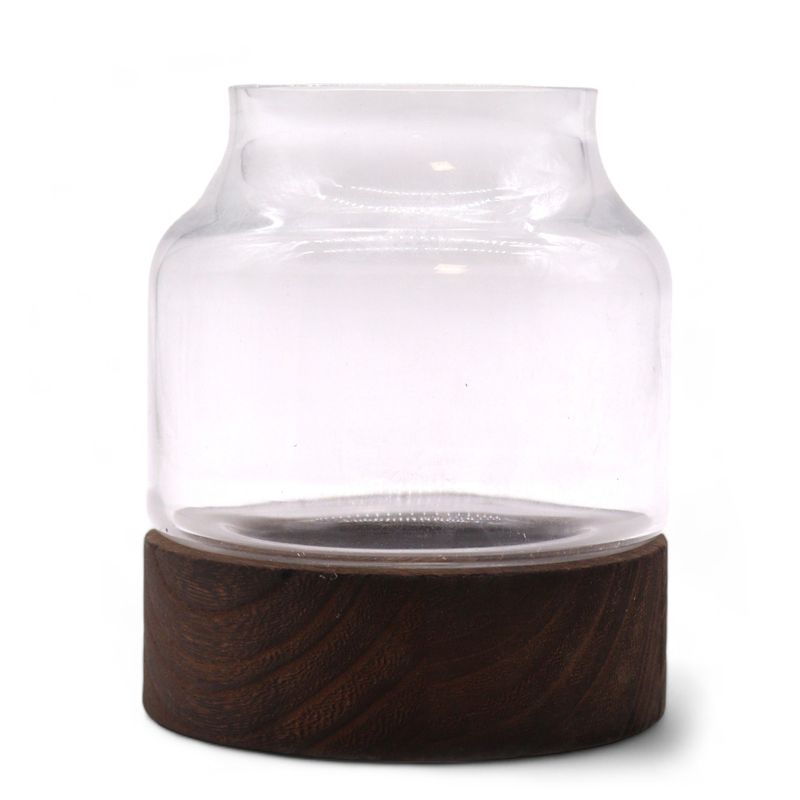 Terarium de Petite Taille sur Bois de Tung Foncé - 12x13cm