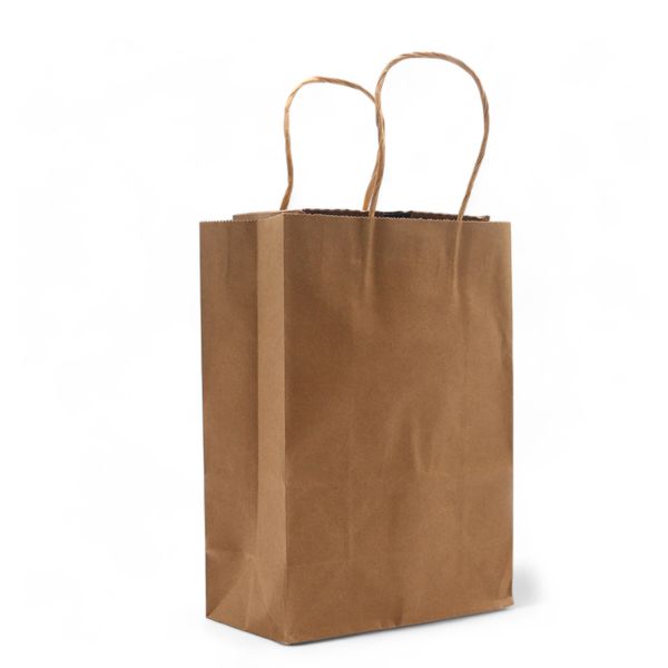 Sac en Papier avec Poignée en Corde (16x22x8cm) - Naturel (130g)