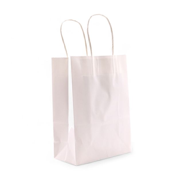 Sac en Papier avec Poignée en Corde (16x22x8cm) - Blanc (130g)