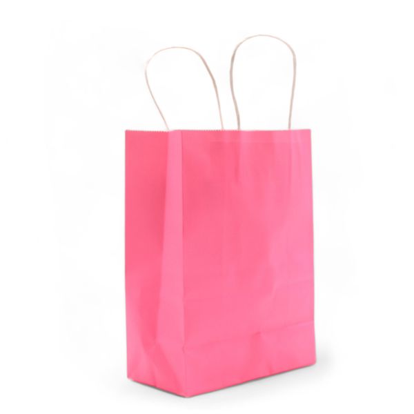 Sac en Papier avec Poignée en Corde (16x22x8cm) - Rose (130g)
