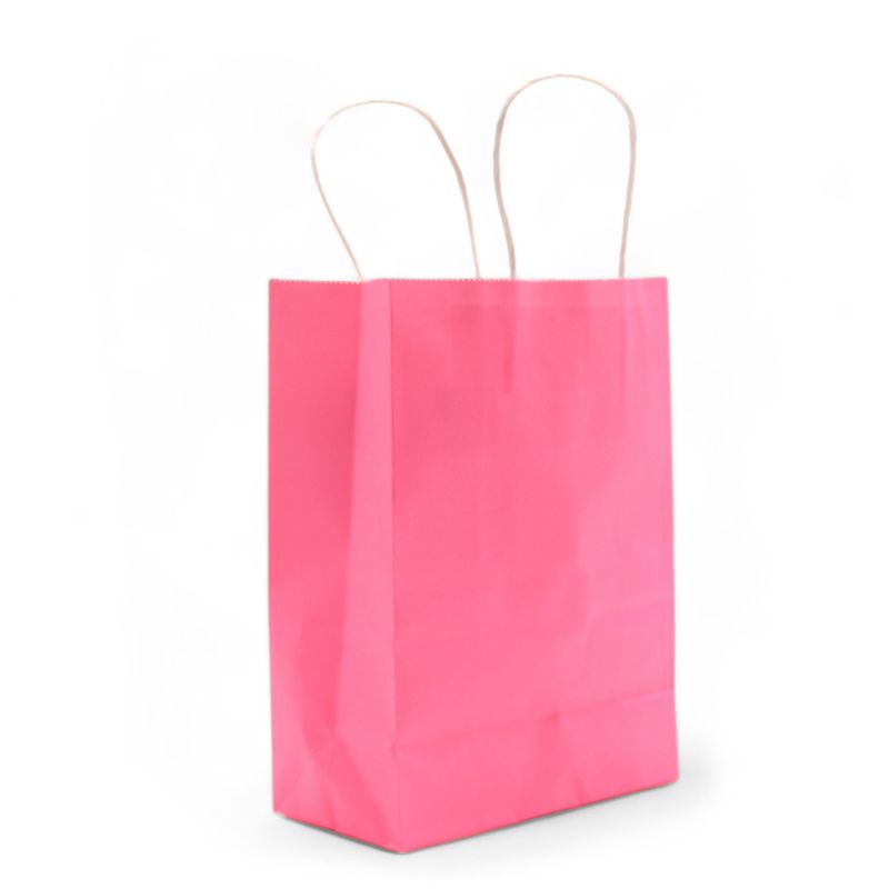 Sac en Papier avec Poignée en Corde (16x22x8cm) - Rose (130g)