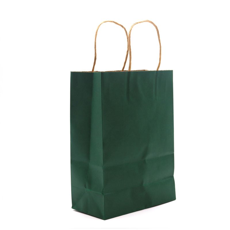 Sac en Papier avec Poignée en Corde (16x22x8cm) - Vert (130g)