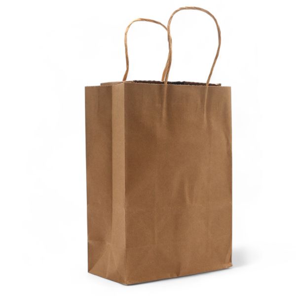 Sac Cadeau en Papier avec Poignée en Corde Large (26x32x12cm) - Naturel (130g)