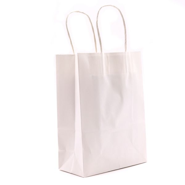 Sac Cadeau en Papier avec Poignée en Corde Large ( (26x32x12cm) - Blanc (130g)