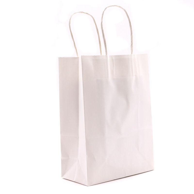 Sac Cadeau en Papier avec Poignée en Corde Large ( (26x32x12cm) - Blanc (130g)