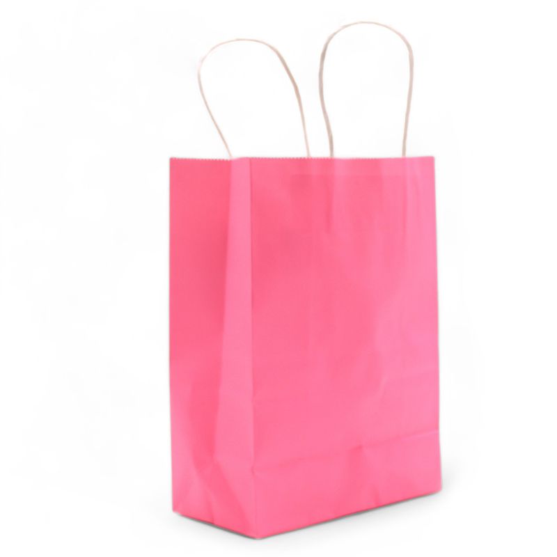 Sac Cadeau en Papier avec Poignée en Corde Large ( (26x32x12cm) - Rose (130g)