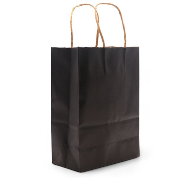 Sac Cadeau en Papier avec Poignée en Corde Large (26x32x12cm) - Noir (130g)