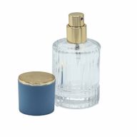 Bouteille Ronde Nervurée de 30ml, Vaporisateur et Bouchon - Bleu Poudré