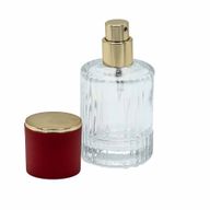 Bouteille Ronde Nervurée de 30ml, Vaporisateur et Bouchon - Rouge