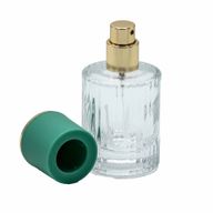 Bouteille Ronde Nervurée de 30ml, Vaporisateur et Bouchon - Vert
