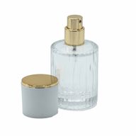 Bouteille Ronde Nervurée de 30ml, Vaporisateur et Bouchon - Blanc Mat