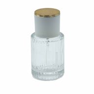 Bouteille Ronde Nervurée de 30ml, Vaporisateur et Bouchon - Blanc Mat