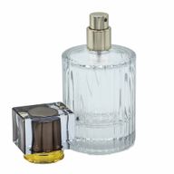 Bouteille Ronde Nervurée de 50ml, Vaporisateur et Bouchon - Chocolat