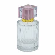 Bouteille Ronde Nervurée de 50ml, Vaporisateur et Bouchon - Rose Poudré