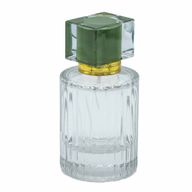 Bouteille Ronde Nervurée de 50ml, Vaporisateur et Bouchon - Vert
