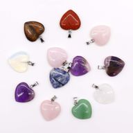 Pendentifs Coeur Pierres Précieuses (12 assortis) 20x6mm