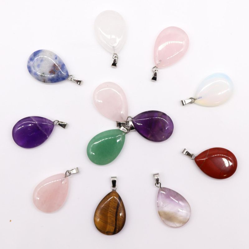 Pendentifs en Forme de Larmes Pierres Précieuses(12 assortis) 25x18mm