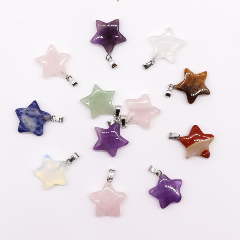 Pendentifs Étoiles Pierres Précieuses (12 assortis) 20x6mm