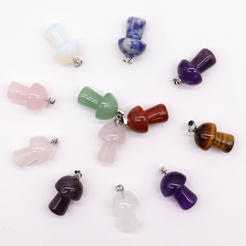Pendentifs Champignons Pierres Précieuses (12 assortis) 20x15mm