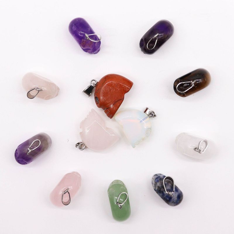 Pendentifs Mini Crânes Pierres Précieuses (12 assortis) 20x15mm