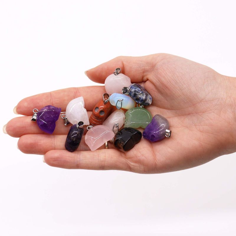 Pendentifs Mini Crânes Pierres Précieuses (12 assortis) 20x15mm