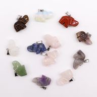 Pendentifs Éléphants Porte-Bonheur Pierres Précieuses (12 assortis) 25x15mm