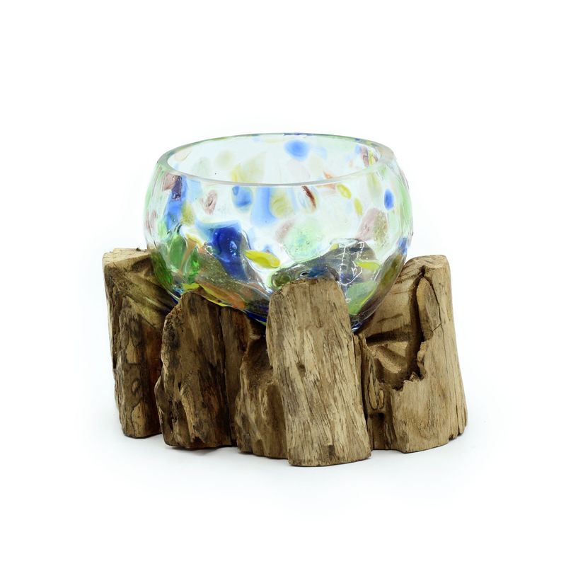 Verre Coloré Fondu sur Bois - Petit Bol