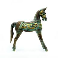 Cheval Moyen - Or & Turquoise 25 cm