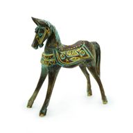 Cheval Moyen - Or & Turquoise 25 cm