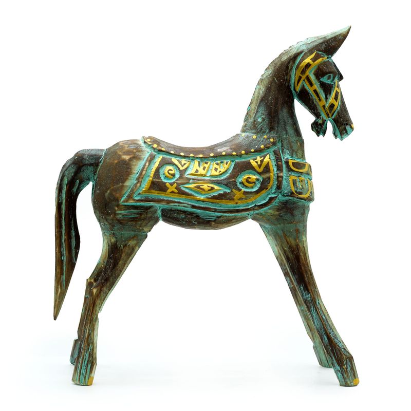 Cheval Grand Or & Turquoise 32 cm