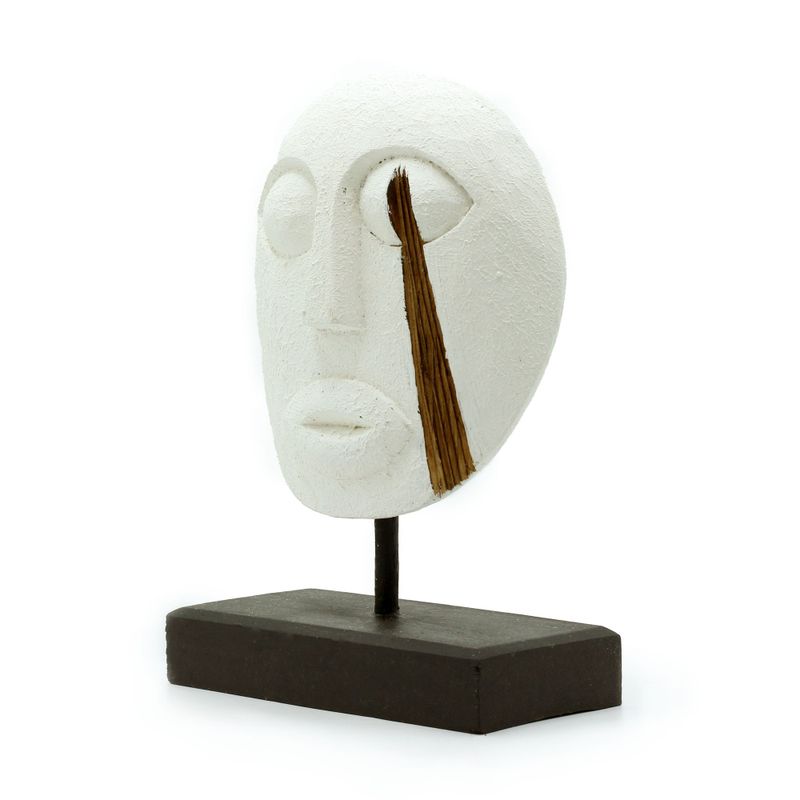 Masque Décoratif Tribal Timor - Blanc 27x20cm
