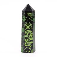 Pointe d'Obsidienne Noire (environ 60-70 g 9 cm) - Histoire Mystique - Vert Forêt
