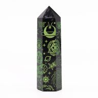 Pointe d'Obsidienne Noire (environ 60-70 g 9 cm) - Histoire Mystique - Vert Forêt