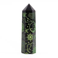 Pointe d'Obsidienne Noire (environ 60-70 g 9 cm) - Histoire Mystique - Vert Forêt
