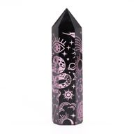 Pointe d'Obsidienne Noire (environ 60-70 g 9 cm) - Histoire Mystique - Rose Rose