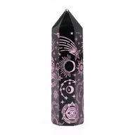 Pointe d'Obsidienne Noire (environ 60-70 g 9 cm) - Histoire Mystique - Rose Rose