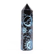 Pointe d'Obsidienne Noire (environ 60-70 g 9 cm) - Histoire Mystique - Bleu Ciel