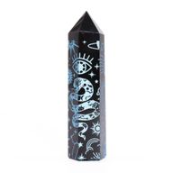Pointe d'Obsidienne Noire (environ 60-70 g 9 cm) - Histoire Mystique - Bleu Ciel