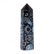 Pointe d'Obsidienne Noire (environ 60-70 g 9 cm) - Histoire Mystique - Bleu Ciel