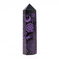 Pointe d'Obsidienne Noire (environ 60-70 g 9 cm) - Histoire Mystique - Violet Profond