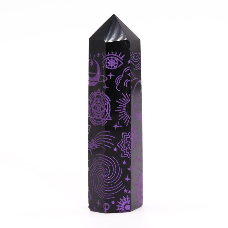 Pointe d'Obsidienne Noire (environ 60-70 g 9 cm) - Histoire Mystique - Violet Profond