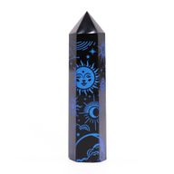Pointe d'Obsidienne Noire (environ 60-70 g 9 cm) - Histoire Mystique - Bleu Nuit