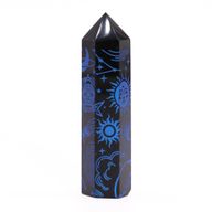 Pointe d'Obsidienne Noire (environ 60-70 g 9 cm) - Histoire Mystique - Bleu Nuit